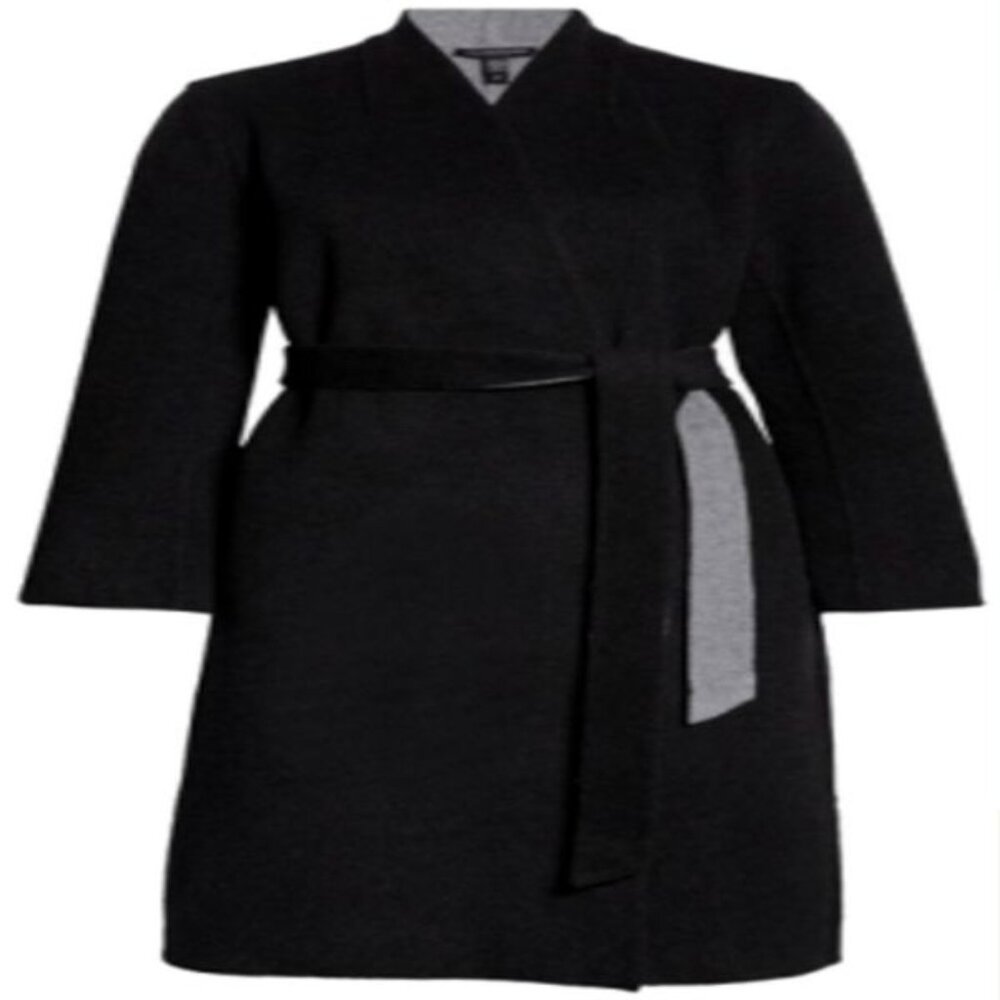 Eileen Fisher Women's Petite Large Charcoal Wool & Cashmere Coat
